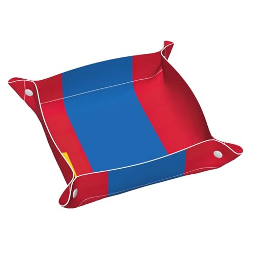 Tablett mit mongolischer Flagge, Leder, Kommode, Organizer, Tablett, für Eingangstisch, Schmuck, Uhren, Schlüssel von DUWAA