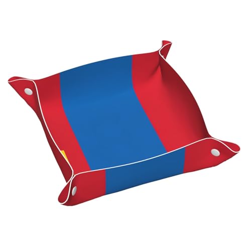 Tablett mit mongolischer Flagge, Leder, Kommode, Organizer, Tablett, für Eingangstisch, Schmuck, Uhren, Schlüssel von DUWAA
