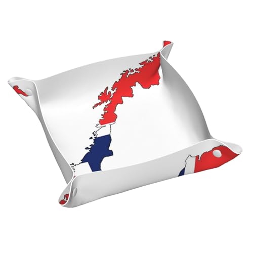 Tablett mit norwegischer Flagge, Leder, für den Eingangsbereich, Schmuck, Uhren, Schlüssel Tablett mit norwegischer Flagge, Leder, für den Eingangsbereich, Schmuck, Uhren, Schlüssel von DUWAA