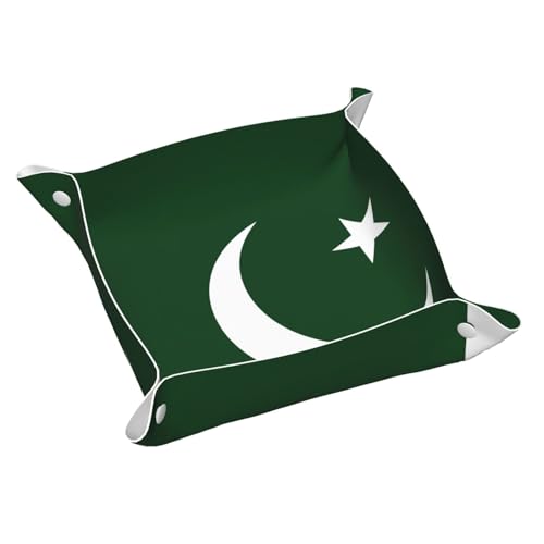 Tablett mit pakistanischer Flagge, Leder, Kommode, Organizer, Tablett, für Eingangstisch, Schmuck, Uhren, Schlüssel von DUWAA