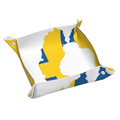 Tablett mit schwedischer Flagge, Leder, für den Eingangsbereich, Schmuck, Uhren, Schlüssel Tablett mit schwedischer Flagge, Leder, für den Eingangsbereich, Schmuck, Uhren, Schlüssel von DUWAA