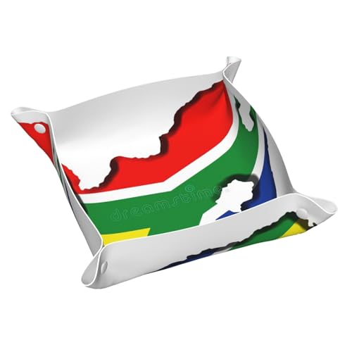 Tablett mit südafrikanischer Flagge, Leder, für den Eingangsbereich, Schmuck, Uhren, Schlüssel von DUWAA