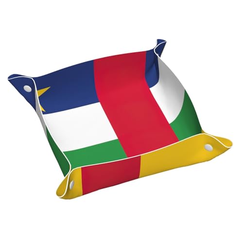 Tablett mit zentralafrikanischer Flagge, Leder, Kommode, Organizer, Tablett, für Eingangstisch, Schmuck, Uhren, Schlüssel von DUWAA