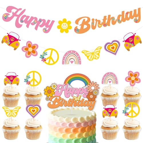 DUXUANT Groovy Happy Birthday Party Dekorationen Kit Hippie Boho Happy Birthday Banner mit Retro Blume Gänseblümchen 60er 70er Jahre Thema Groovy Birthday Party Supplies DUXUANT Groovy Happy Birthday Party Dekorationen Kit Hippie Boho Happy Birthday Banner mit Retro Blume Gänseblümchen 60er 70er Jahre Thema Groovy Birthday Party Supplies von DUXUANT