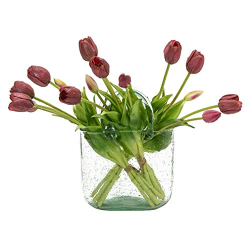 DUYONE 15 künstliche Tulpen, fühlt Sich echt an, Latex-Blumenstrauß, künstliche Tulpen für Büro, Hochzeit, Party, Zuhause, Küche, Gartendekoration (dunkelviolett, 15 Stück) von DUYONE