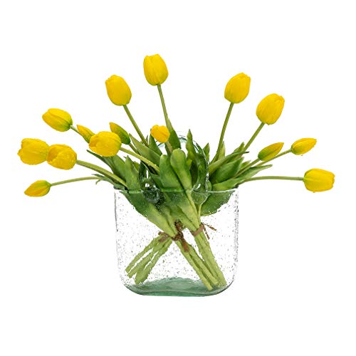 DUYONE Künstliche Tulpen aus Latex, fühlt Sich echt an, für Hochzeit, Party, Büro, Zuhause, Küche, Dekoration (gelb, 15 Stück) von DUYONE