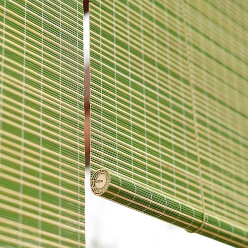 Anpassbar Bambusrollo Mit Seitenzug, Grün Natürliche Bambus Rollo Raffrollo, Sonnenschutz Atmungsaktiver Wetterfest, 50-150cm Breit 100-250cm Hoch, Partition Ichtschutz Rollo Aus Holz(50 x 110 cm) von DUYULIANG
