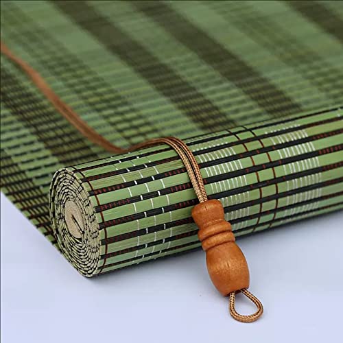 DUYULIANG Bambusrollo Outdoor, Bambusrollo In Natur, Fenster Rollo Jalousien Aus Bambus, Sonnenschutz Mit Zubehör Pflegen, Orange, Blau, Grün von DUYULIANG