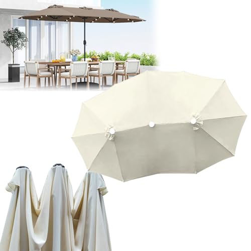Dauerhaft DUYULIANG Sonnenschirm Ersatzbezug 12 Streben, Wasserdicht Stoffbezug Terrassenschirm Ersatzteile, Gartenschirm Ersatz Baldachin Abdeckung Cover Für Hof Garten Strand Pool(Beige) von DUYULIANG