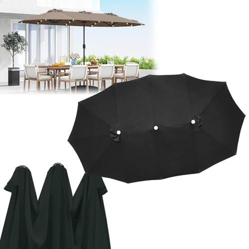 Dauerhaft DUYULIANG Sonnenschirm Ersatzbezug 12 Streben, Wasserdicht Stoffbezug Terrassenschirm Ersatzteile, Gartenschirm Ersatz Baldachin Abdeckung Cover Für Hof Garten Strand Pool(Black) von DUYULIANG