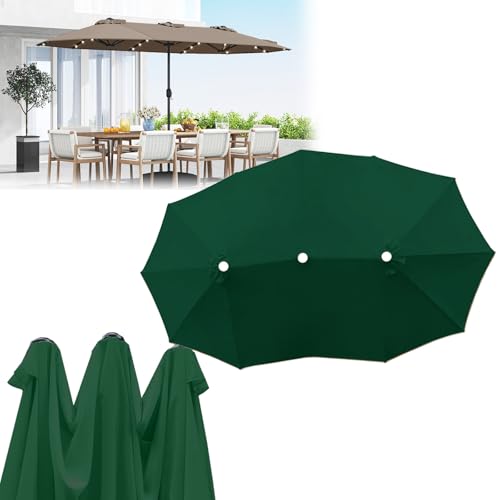 Dauerhaft DUYULIANG Sonnenschirm Ersatzbezug 12 Streben, Wasserdicht Stoffbezug Terrassenschirm Ersatzteile, Gartenschirm Ersatz Baldachin Abdeckung Cover Für Hof Garten Strand Pool(Dark-green) von DUYULIANG