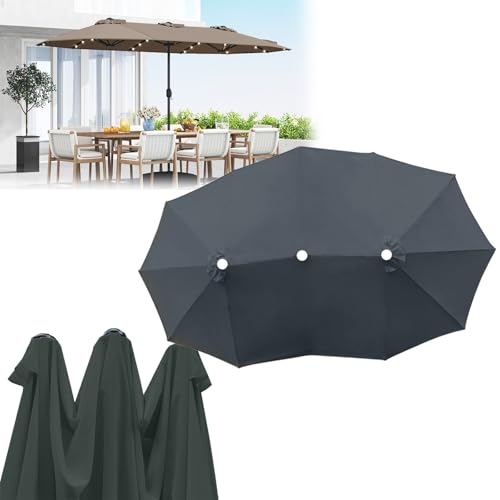 Dauerhaft DUYULIANG Sonnenschirm Ersatzbezug 12 Streben, Wasserdicht Stoffbezug Terrassenschirm Ersatzteile, Gartenschirm Ersatz Baldachin Abdeckung Cover Für Hof Garten Strand Pool(Greys) von DUYULIANG