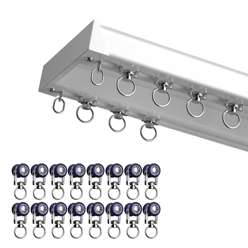 Geräuscharm Deckenschiene Robuste Gardinenleisten 2 Läufig, Wetterbeständig Doppelte Vorhangschiene Gardinenschiene Duschvorhang Anzubringen, Schiebetür Schiene, Für Schwerer Vorhang(White,6m) von DUYULIANG