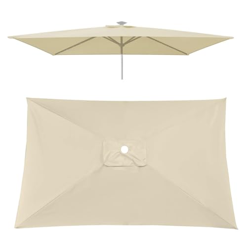 Sonnenschirm Ersatzbezug 200x300 200x200 300x300 6/4/8 Streben Gartenschirm Ersatz Abdeckung, Rechteck/Quadrat, Tragenresistent Verdickt Wasserdicht Knickbar, Nicht Leicht Zu Verblassen(Beige,2X3m) von DUYULIANG