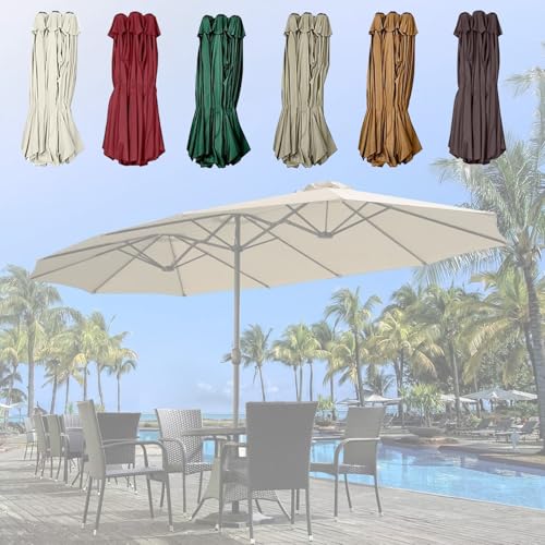 Sonnenschirm Ersatzbezug 460x270cm, Doppelsonnenschirm UPF 50+, Wasserdicht Schirmbezug Sonnenschirm Ersatzteile Für Gartenschirm Terrassenschirm, Marktschirm Für Garten Terrasse Pool(Topaz) von DUYULIANG