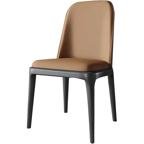 DUddTTW Esszimmerstühle aus Leder im Mid-Century-Modern-Stil, Küchenstühle, Bequeme, armlose Theken-Esszimmerstühle mit Beinen aus Kohlenstoffstahl(Bruin) von DUddTTW