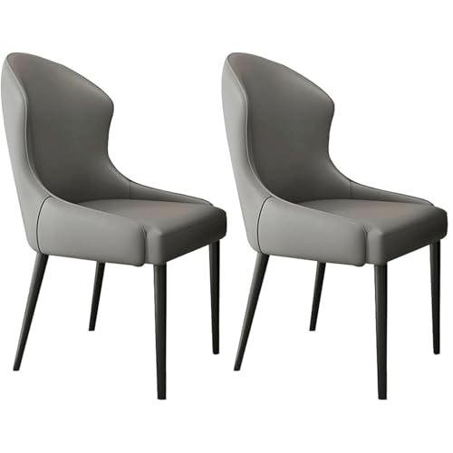 DUddTTW Esszimmerstühle mit hoher Rückenlehne, 2er-Set, einfache Küchenstühle mit Kunstleder-Esszimmerstühlen, Metallbeinen, Diner-Stühle(Dark Grey) von DUddTTW