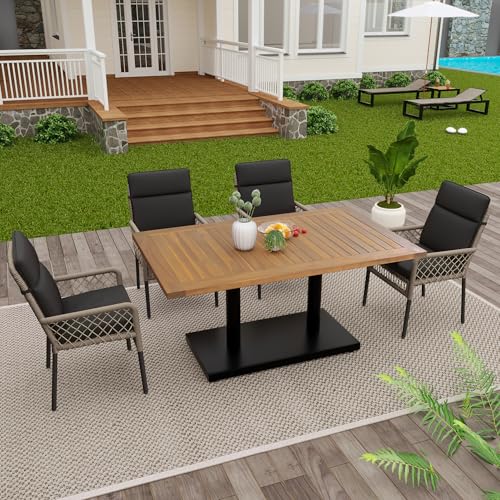 5-teiliges Esstisch- und Stuhlset für den Außenbereich für 4 Personen,Tischplatte aus massivem Akazienholz, Stühle mit PE-Rattanumwicklung,geeignet für Mahlzeiten im Hinterhof und auf der Gartenterr 5-teiliges Esstisch- und Stuhlset für den Außenbereich für 4 Personen,Tischplatte aus massivem Akazienholz, Stühle mit PE-Rattanumwicklung,geeignet für Mahlzeiten im Hinterhof und auf der Gartenterr von DUlVBPE