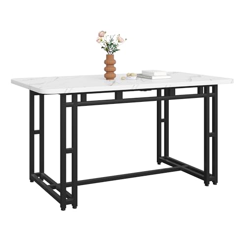 DUlVBPE 120x70cm Leichter Luxus Esstisch,(1-St), Gestell aus Metall Rechteckiger Esstisch aus Moderner Küchentisch mit Metallbeinen für Esszimmer Wohnzimmer, Schwarze Tischbeine von DUlVBPE