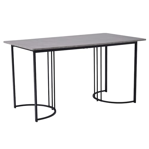 DUlVBPE 140 x 80cm Esstisch,(1-St), moderner Küchentisch, Gestell aus Metall Rechteckiger Esstisch aus Moderner Marmormuster Küchentisch mit verstellbaren Füßen für Esszimmer Wohnzimmer, Grau von DUlVBPE