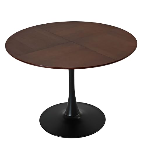DUlVBPE 47.24" Modern Round Dining Table,Four Patchwork Tabletops with Oak Color Solid Wood Grain Top,Metal Base Dining, End Table Leisure Coffee von DUlVBPE