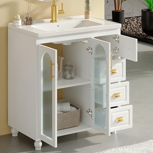 DUlVBPE Badmöbel Einzel Waschtisch mit Unterschrank 80cm mit Keramik-Waschbecken,weiß DUlVBPE Badmöbel Einzel Waschtisch mit Unterschrank 80cm mit Keramik-Waschbecken,weiß von DUlVBPE