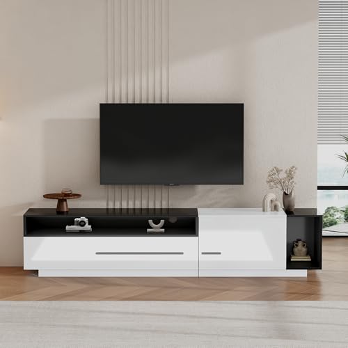 DUlVBPE Hochglanz-TV-Schrank, Lowboard,TV-Board, TV-Kommode,170 cm – Für Fernseher bis 70 Zoll mit Schublade, Tür und offenem Fach von DUlVBPE