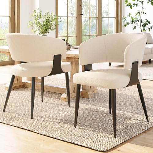 DUlVBPE Hochwertiger Flanell (2 Stück) Esszimmerstuhl Schminkstuhl Frisiertisch Ergonomischer Stuhl Leichter Luxusstuhl Gebogene Rückenlehne, Beige/Grau von DUlVBPE