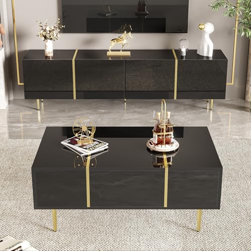 DUlVBPE Moderner Hochglanz-Schwarz TV-Schrank und Couchtisch Set DUlVBPE Moderner Hochglanz-Schwarz TV-Schrank und Couchtisch Set von DUlVBPE