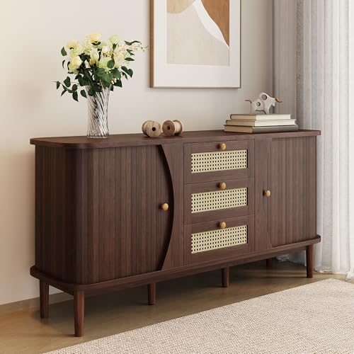 DUlVBPE Sideboard, Rattankommode, Kommode mit Schiebetüren, verstellbaren Einlegeböden und Abgerundeter Platte. DUlVBPE Sideboard, Rattankommode, Kommode mit Schiebetüren, verstellbaren Einlegeböden und Abgerundeter Platte. von DUlVBPE