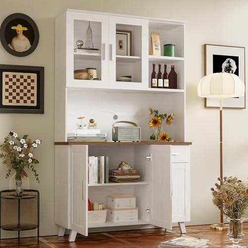 DUlVBPE Sideboard, Weißer Holzmaserung-Hochschrank 114 x 40 x 190 cm, geeignet für Wohnzimmer und Esszimmer DUlVBPE Sideboard, Weißer Holzmaserung-Hochschrank 114 x 40 x 190 cm, geeignet für Wohnzimmer und Esszimmer von DUlVBPE