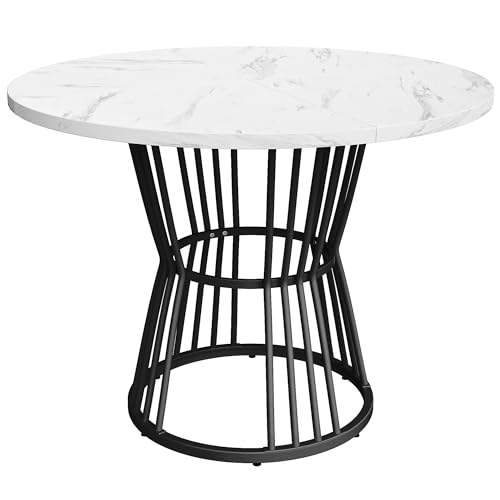 DUlVBPE Weiß mit metallbein (1 stück), küchentisch, Stabiler metallrahmen, Moderne marmor - Oder esstische, frühstückstisch - und frühstückstisch Restaurant, schwarz von DUlVBPE