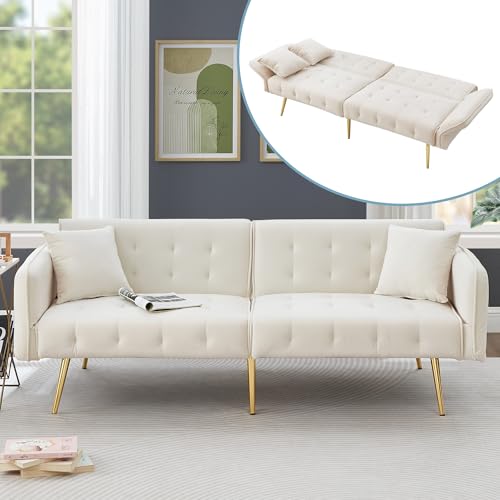 DUlVBPE Zweisitzer-Multifunktions-Sofabett mit Bettfunktion, Verstellbarer Rückenlehne + mehrstelligen Armlehnen. Modernes Faltsofabett für Wohnzimmer - Veloursbezug. Großzügiger Schlafbereich DUlVBPE Zweisitzer-Multifunktions-Sofabett mit Bettfunktion, Verstellbarer Rückenlehne + mehrstelligen Armlehnen. Modernes Faltsofabett für Wohnzimmer - Veloursbezug. Großzügiger Schlafbereich von DUlVBPE
