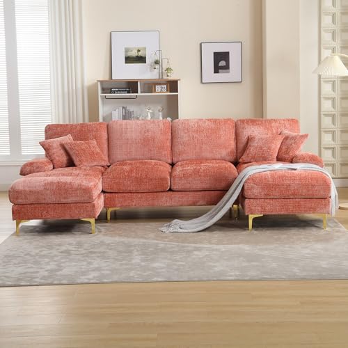 Modernes großes Chenille U-Shape Sektionssofa mit doppelten Liegesitzen für Wohnzimmer Schlafzimmer Büro Wohnung Villa Wohnzimmer Zuhause am Kamin,ROSA Modernes großes Chenille U-Shape Sektionssofa mit doppelten Liegesitzen für Wohnzimmer Schlafzimmer Büro Wohnung Villa Wohnzimmer Zuhause am Kamin,ROSA von DUlVBPE