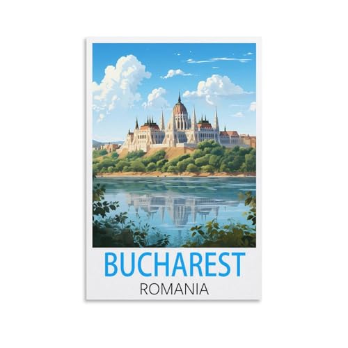 Bukarest Rumänien, Vintage-Reiseposter, 60 x 90 cm, Leinwand-Kunst, Wandbild, Gemälde, Dekoration, Wohnzimmer, Schlafzimmer, Dekoration von DUnLap