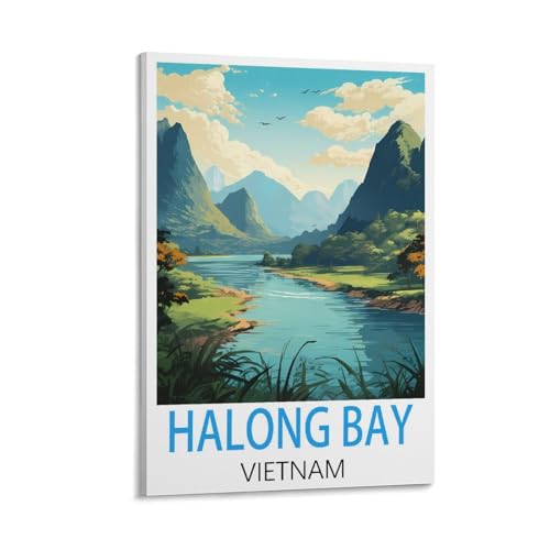 Halong Bay Vietnam, Vintage-Reiseposter, 40 x 60 cm, Leinwand-Kunst, Wandbild, Gemälde, Dekoration, Wohnzimmer, Schlafzimmer, Dekoration von DUnLap