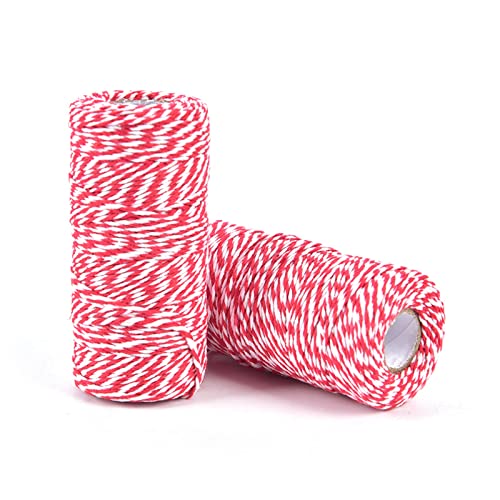 Kordel 100 mt/Rolle Baumwolle bäcker zwinge String Kabel Baumwolle Seil baumwollschnur Flasche Geschenk Box dekor Handwerk (rot + weiß) Paketschnur von DUnLap