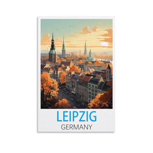 Leipzig Deutschland Vintage-Reiseposter, 20 x 30 cm, Leinwand-Kunst, Wandbild, Gemälde, Dekoration, Wohnzimmer, Schlafzimmer, Dekoration von DUnLap