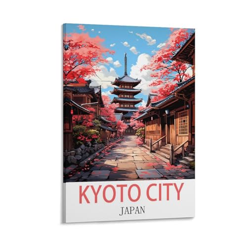 Poster, Motiv: Kyoto City, Japan, Vintage-Reiseposter, 20 x 30 cm, Leinwand-Kunst, Wandkunst, Gemälde, Dekoration, Wohnzimmer, Schlafzimmer, Dekoration von DUnLap