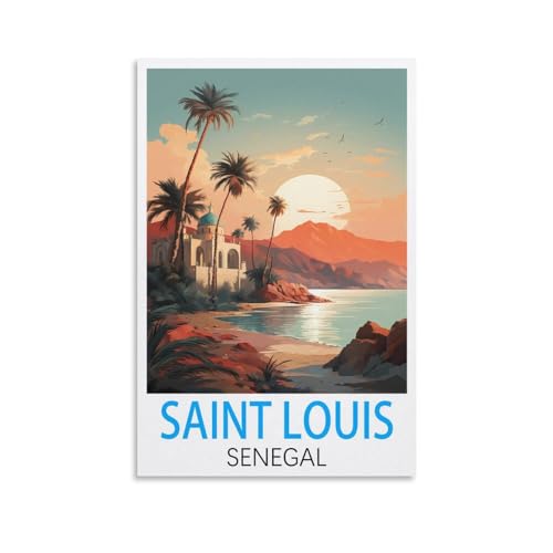 Vintage-Reiseposter, Motiv: Saint Louis Senegal, 20 x 30 cm, Leinwand, Wandkunst, Wandbild, Gemälde, Dekoration, Wohnzimmer, Schlafzimmer, Dekoration von DUnLap