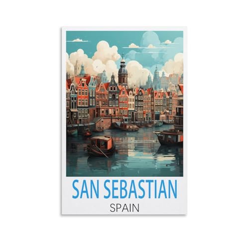 Vintage-Reiseposter San Sebastian Spanien, 50 x 75 cm, Leinwand, Wandkunst, Wandbild, Gemälde, Dekoration, Wohnzimmer, Schlafzimmer, Dekoration von DUnLap