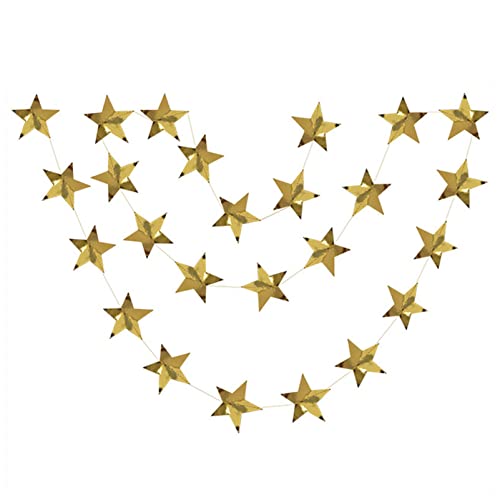 Wimpelkette Outdoor 4m 7/10 cm Glänzende Sternpapier Hängende Girlande Gold Silber Farbe Flagge Duschraum Hochzeit Ornamente Wimpelkette (Color : S05 Bright Gold, Size : 10cm Star) von DUnLap