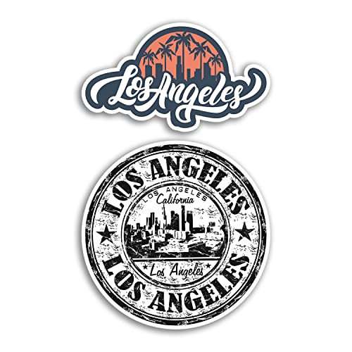 2 x 10 cm breite Los Angeles Vinyl-Aufkleber – Amerika USA Urlaub Karte Reise Geschenk #78545 von DV DESIGN