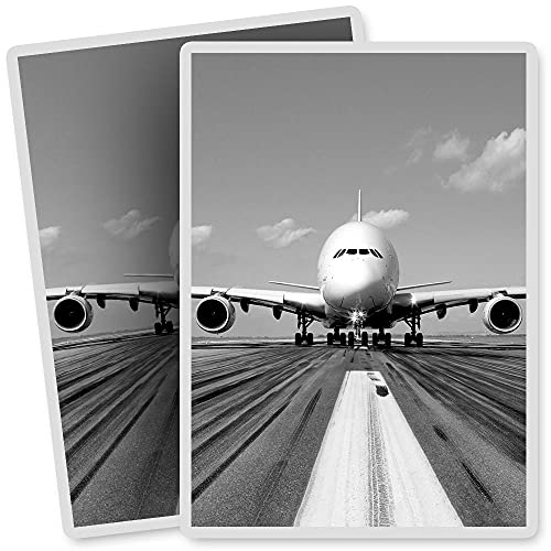 2 x Vinyl-Aufkleber – rechteckige Form 7 x 10 cm – BW – A380 Airbus Flugzeug Runaway Pilot Kunstdruck Aufkleber Laptop Tablet Gepäck Auto Fahrrad Aufkleber #40801 von DV DESIGN