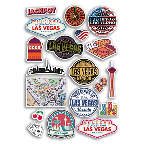 A4 Aufkleber Bogen Las Vegas Vinyl Aufkleber - Casino USA Amerika Schild Nevada Flagge Urlaub Gepäck Reisen #78869 von DV DESIGN