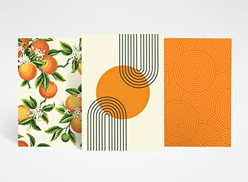 DV DESIGN 3 x A3-Poster, Orange, Orangen, Bogen, abstrakte Kunst, Trio von Drucken, Portrait, Poster, Geschenk von DV DESIGN
