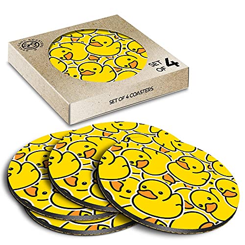 Untersetzer aus Kork in Öko-Box, Gummi-Enten, Getränkebecher, Glas, Tischmatte #2078, 4 Stück von DV DESIGN
