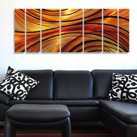 Große Metall Wand Skulptur Orange Gold Wandpaneele Moderne Kunst "Mirage" Von Janey Malerei Dekor Aluminium von DV8Studio