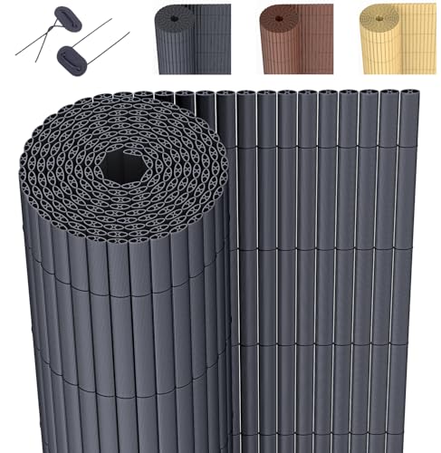 DVAURLIAN PVC Sichtschutzmatte, Balkon Sichtschutz mit Kabelbindern, Sichtschutzzaun Wasserdicht Windschutz für Garten, Balkon und Terrasse (Anthrazit, 100x300cm) von DVAURLIAN