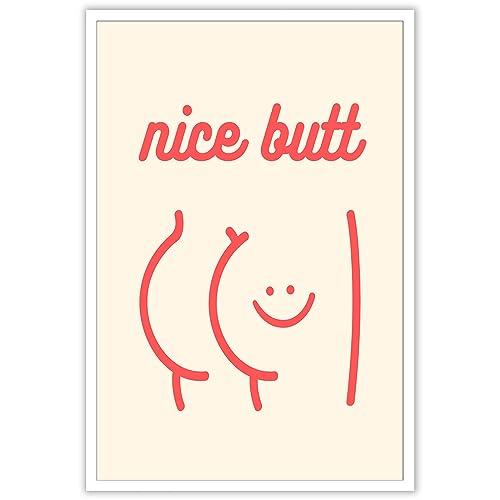 DVBOCS Nizza Butt Leinwand Wandkunst Lustige Toilette Retro Badezimmer Smiley Gesicht Poster Mitte des Jahrhunderts Modern Rosa Lustige Farbe Ästhetik Druck Malerei Galerie Wanddekoration Badezimmer von DVBOCS